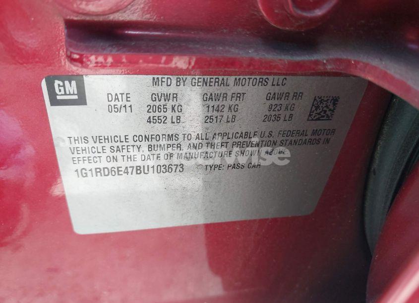 Photo 9 of 2011 Chevrolet Volt (VIN 1G1RD6E47BU103673)