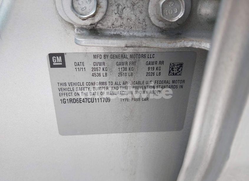 Photo 9 of 2012 Chevrolet Volt (VIN 1G1RD6E47CU111709)