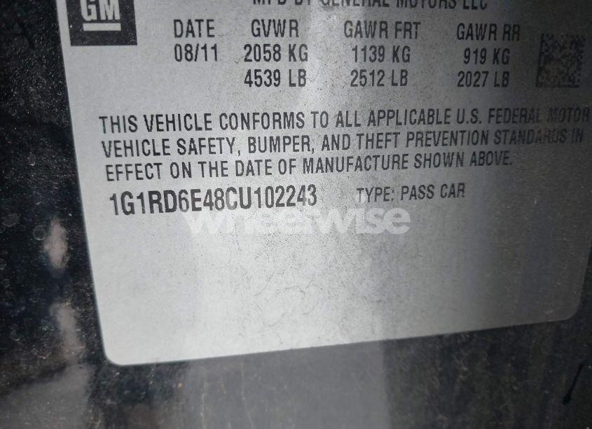 Photo 9 of 2012 Chevrolet Volt (VIN 1G1RD6E48CU102243)