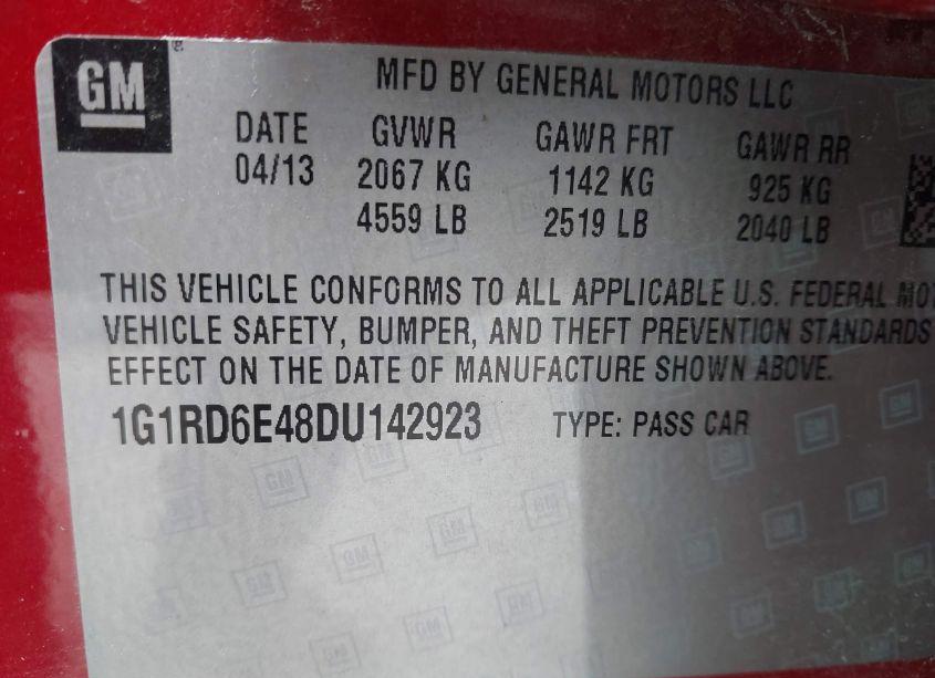 Photo 9 of 2013 Chevrolet Volt (VIN 1G1RD6E48DU142923)