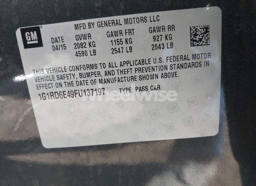 Photo 9 of 2015 Chevrolet Volt (VIN 1G1RD6E49FU137197)