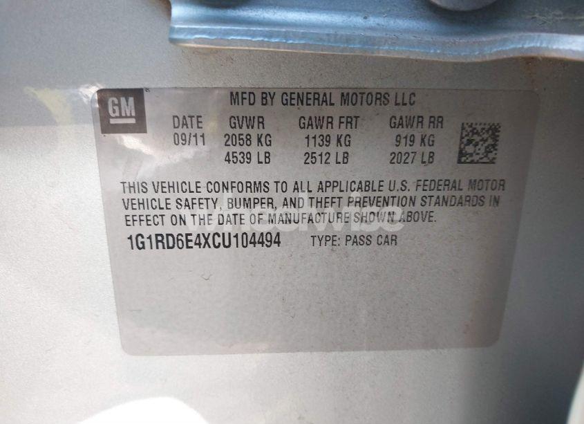 Photo 8 of 2012 Chevrolet Volt (VIN 1G1RD6E4XCU104494)