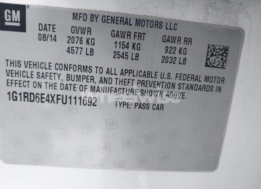 Photo 9 of 2015 Chevrolet Volt (VIN 1G1RD6E4XFU111692)