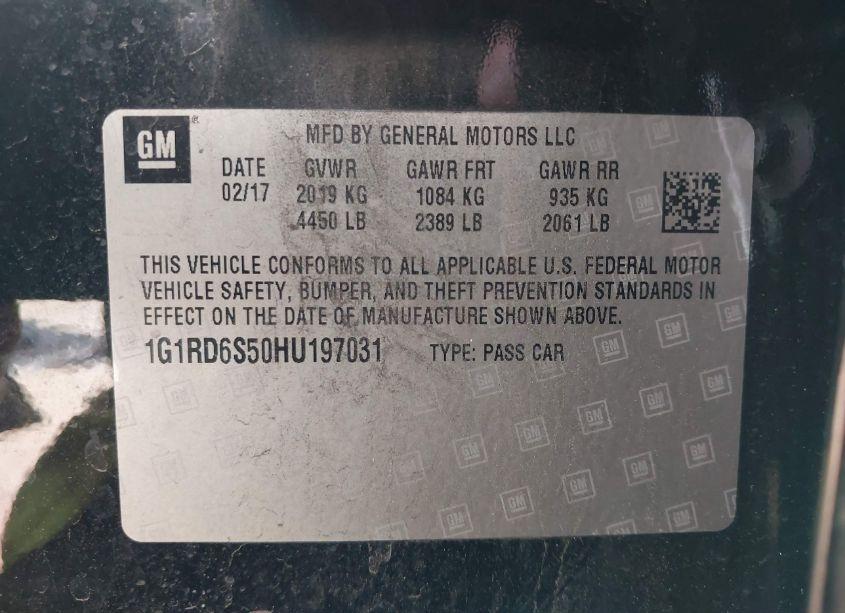 Photo 9 of 2017 Chevrolet Volt PREMIER (VIN 1G1RD6S50HU197031)