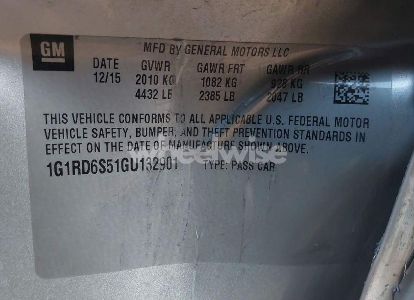 Photo 9 of 2016 Chevrolet Volt PREMIER (VIN 1G1RD6S51GU132901)