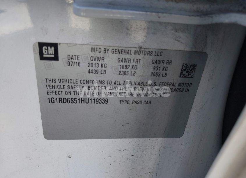 Photo 9 of 2017 Chevrolet Volt PREMIER (VIN 1G1RD6S51HU119339)