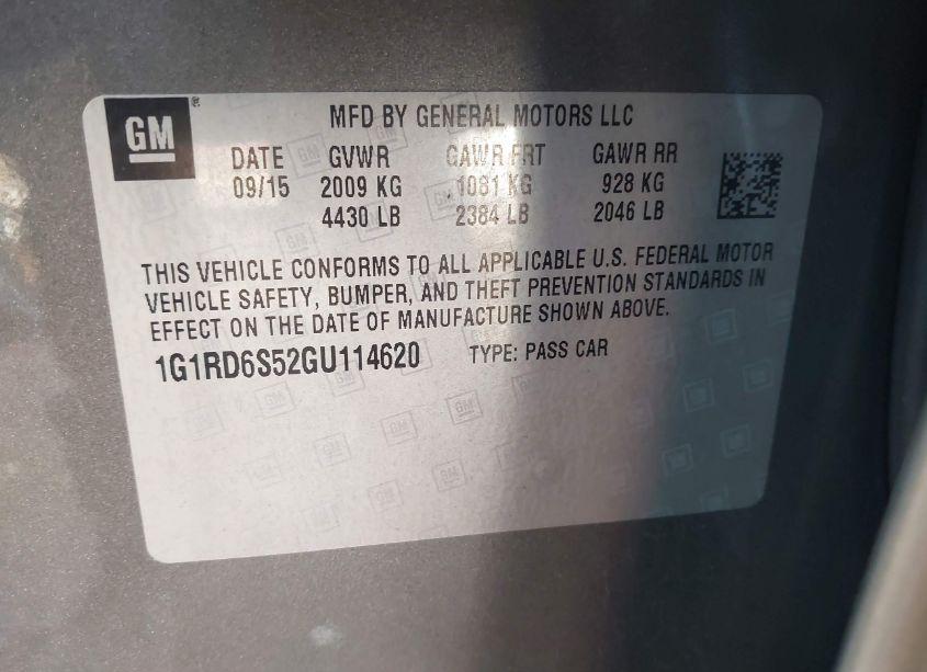 Photo 9 of 2016 Chevrolet Volt PREMIER (VIN 1G1RD6S52GU114620)