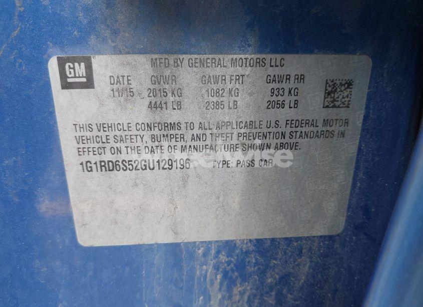 Photo 9 of 2016 Chevrolet Volt PREMIER (VIN 1G1RD6S52GU129196)