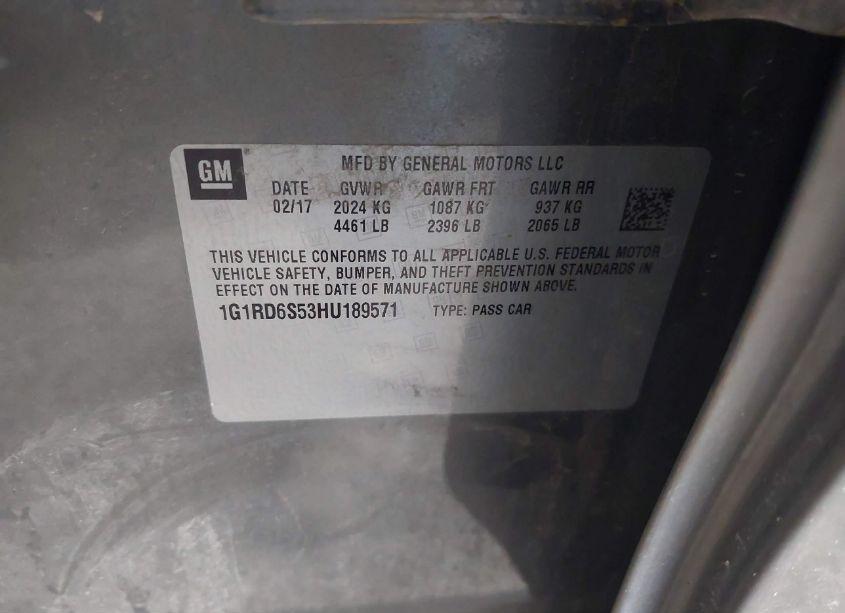 Photo 9 of 2017 Chevrolet Volt PREMIER (VIN 1G1RD6S53HU189571)