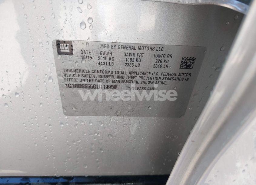 Photo 9 of 2016 Chevrolet Volt PREMIER (VIN 1G1RD6S55GU119956)