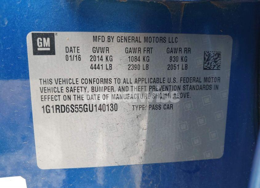 Photo 9 of 2016 Chevrolet Volt PREMIER (VIN 1G1RD6S55GU140130)