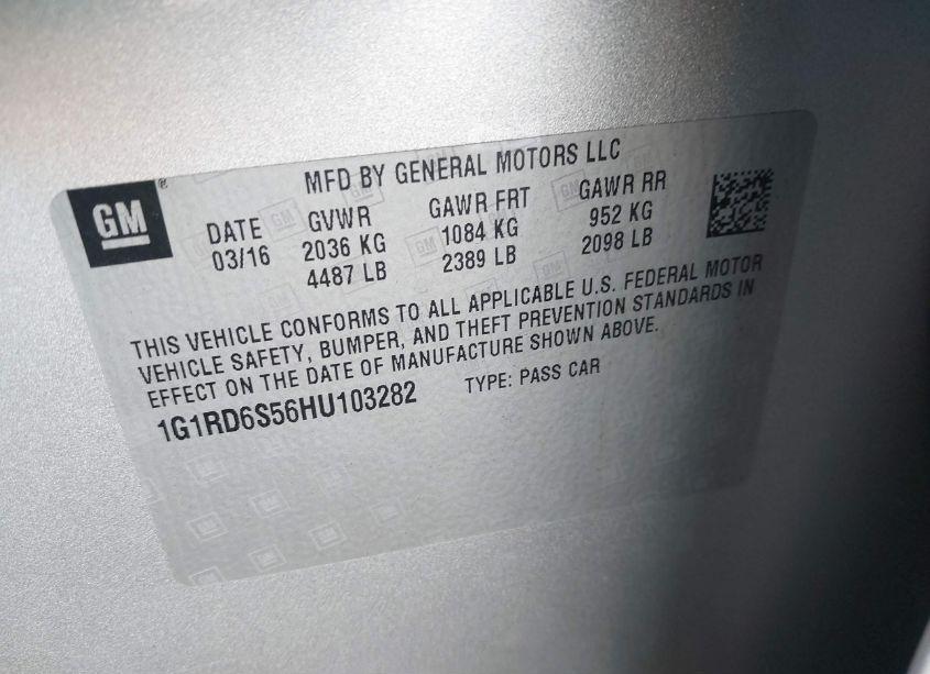 Photo 9 of 2017 Chevrolet Volt PREMIER (VIN 1G1RD6S56HU103282)