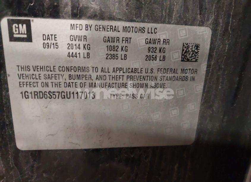 Photo 9 of 2016 Chevrolet Volt PREMIER (VIN 1G1RD6S57GU117013)