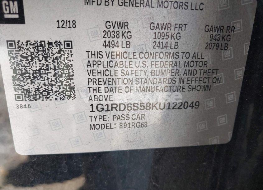 Photo 9 of 2019 Chevrolet Volt PREMIER (VIN 1G1RD6S58KU122049)