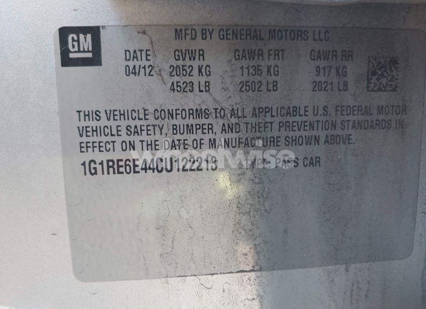 Photo 9 of 2012 Chevrolet Volt (VIN 1G1RE6E44CU122213)