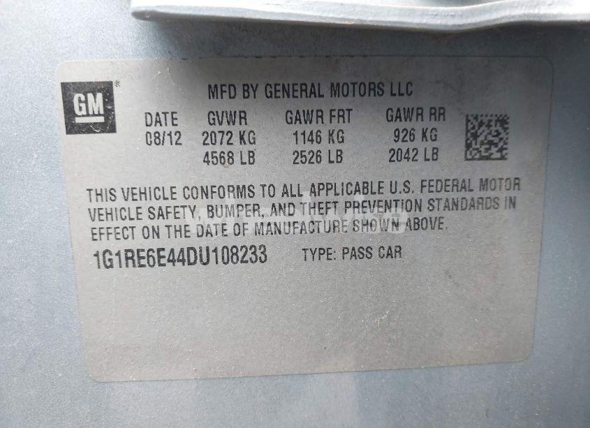 Photo 9 of 2013 Chevrolet Volt (VIN 1G1RE6E44DU108233)