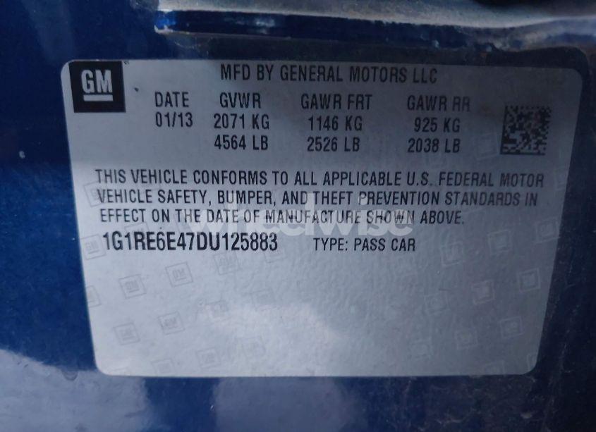 Photo 9 of 2013 Chevrolet Volt (VIN 1G1RE6E47DU125883)