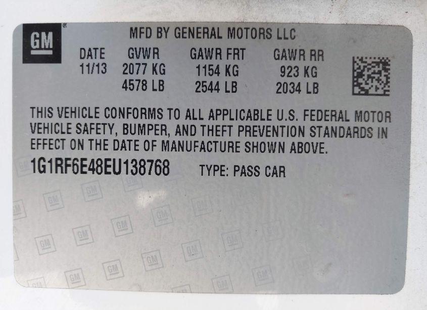 Photo 9 of 2014 Chevrolet Volt (VIN 1G1RF6E48EU138768)