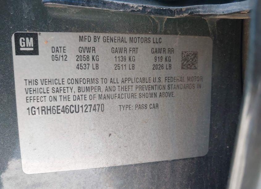 Photo 9 of 2012 Chevrolet Volt (VIN 1G1RH6E46CU127470)