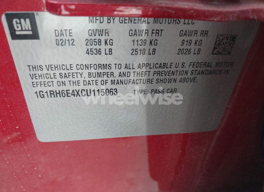 Photo 9 of 2012 Chevrolet Volt (VIN 1G1RH6E4XCU115063)