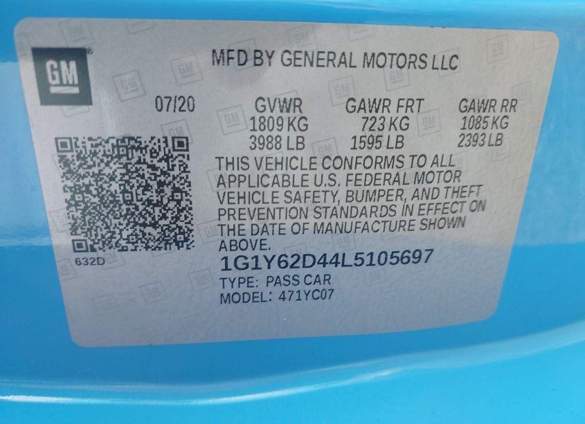 Photo 9 of 2020 Chevrolet Corvette STINGRAY RWD 1LT (VIN 1G1Y62D44L5105697)