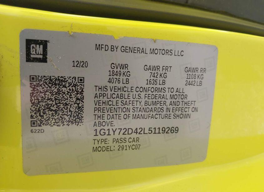 Photo 9 of 2020 Chevrolet Corvette STINGRAY RWD 2LT (VIN 1G1Y72D42L5119269)