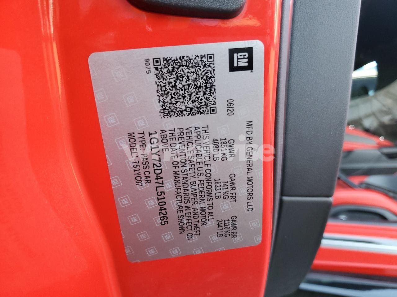 Photo 12 of 2020 CHEVROLET CORVETTE STINGRAY 2LT (VIN 1G1Y72D47L5104265)