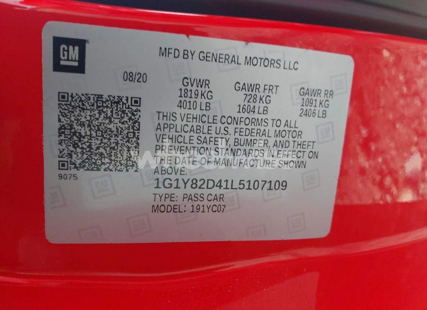 Photo 9 of 2020 Chevrolet Corvette STINGRAY RWD 3LT (VIN 1G1Y82D41L5107109)