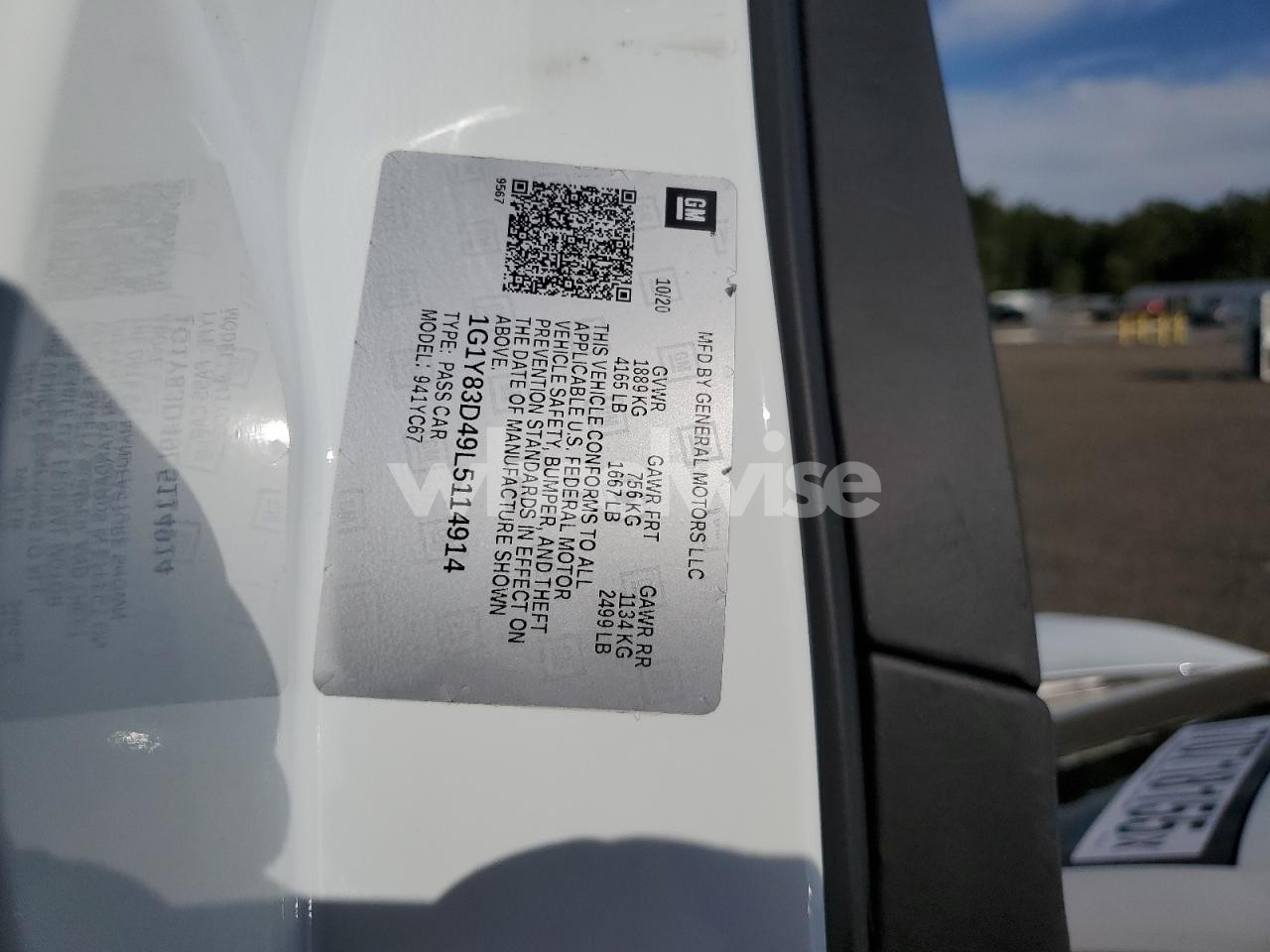 Photo 12 of 2020 CHEVROLET CORVETTE STINGRAY 3LT (VIN 1G1Y83D49L5114914)