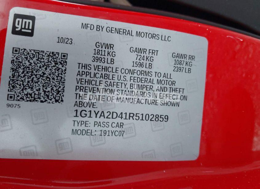 Photo 9 of 2024 Chevrolet Corvette STINGRAY RWD 1LT (VIN 1G1YA2D41R5102859)