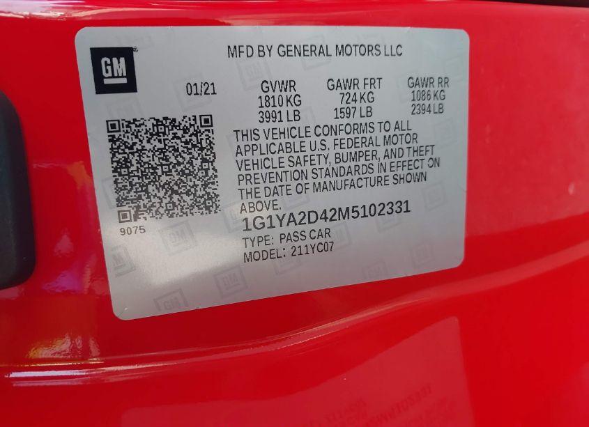 Photo 9 of 2021 Chevrolet Corvette STINGRAY RWD 1LT (VIN 1G1YA2D42M5102331)