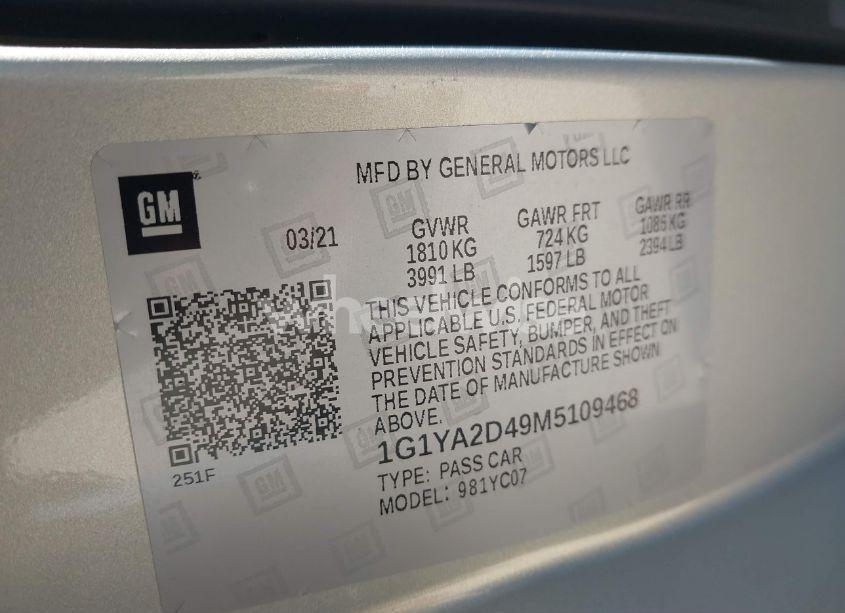 Photo 9 of 2021 Chevrolet Corvette STINGRAY RWD 1LT (VIN 1G1YA2D49M5109468)