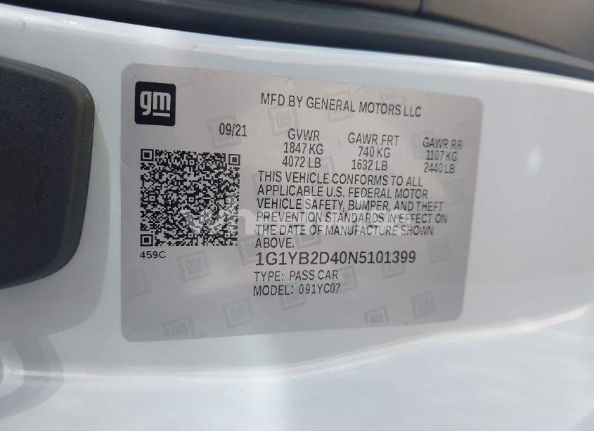 Photo 9 of 2022 Chevrolet Corvette STINGRAY RWD 2LT (VIN 1G1YB2D40N5101399)