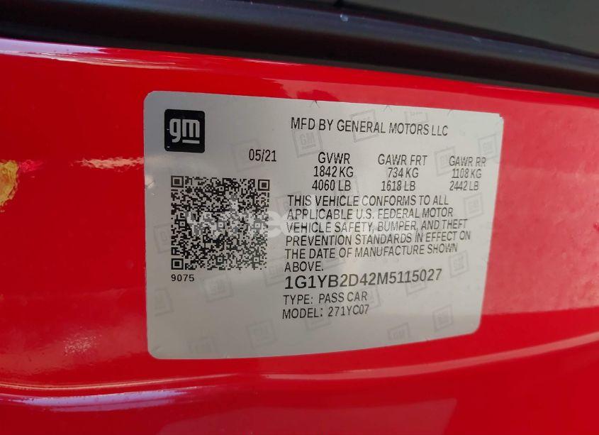 Photo 9 of 2021 Chevrolet Corvette STINGRAY RWD 2LT (VIN 1G1YB2D42M5115027)