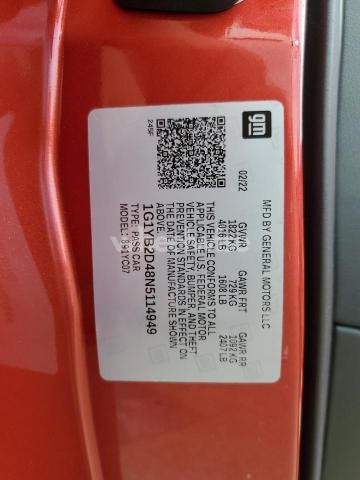 Photo 12 of 2022 CHEVROLET CORVETTE STINGRAY 2LT (VIN 1G1YB2D48N5114949)