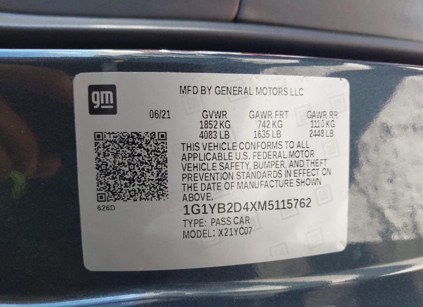 Photo 9 of 2021 Chevrolet Corvette STINGRAY (VIN 1G1YB2D4XM5115762)