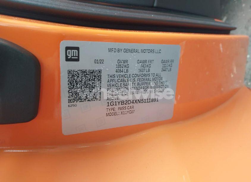 Photo 9 of 2022 Chevrolet Corvette STINGRAY RWD 2LT (VIN 1G1YB2D4XN5111891)