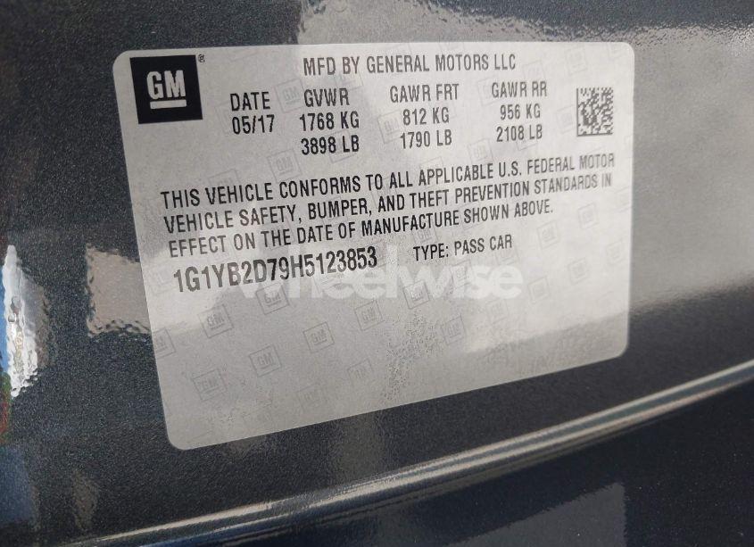 Photo 9 of 2017 Chevrolet Corvette STINGRAY (VIN 1G1YB2D79H5123853)