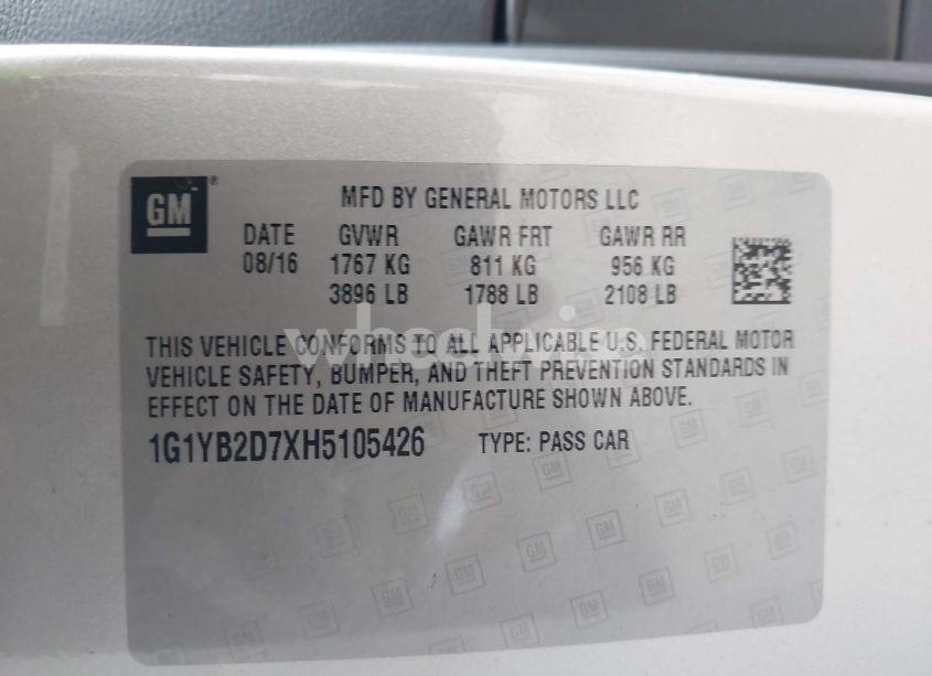 Photo 9 of 2017 Chevrolet Corvette STINGRAY (VIN 1G1YB2D7XH5105426)