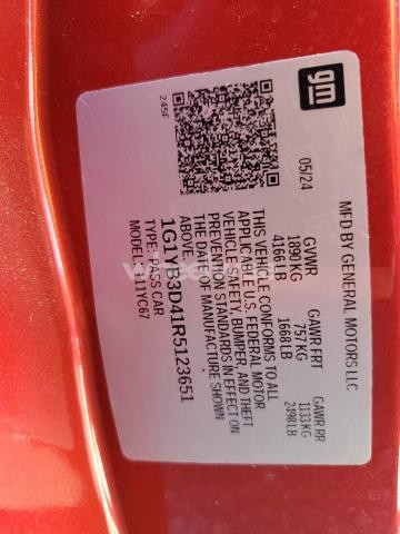 Photo 5 of 2024 CHEVROLET CORVETTE STINGRAY 2LT (VIN 1G1YB3D41R5123651)