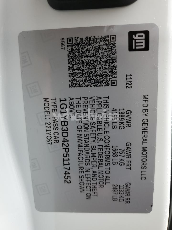 Photo 12 of 2023 CHEVROLET CORVETTE STINGRAY 2LT (VIN 1G1YB3D42P5117452)