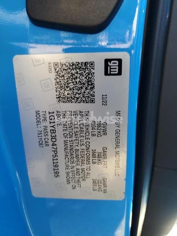 Photo 8 of 2023 CHEVROLET CORVETTE STINGRAY 2LT (VIN 1G1YB3D47P5119195)