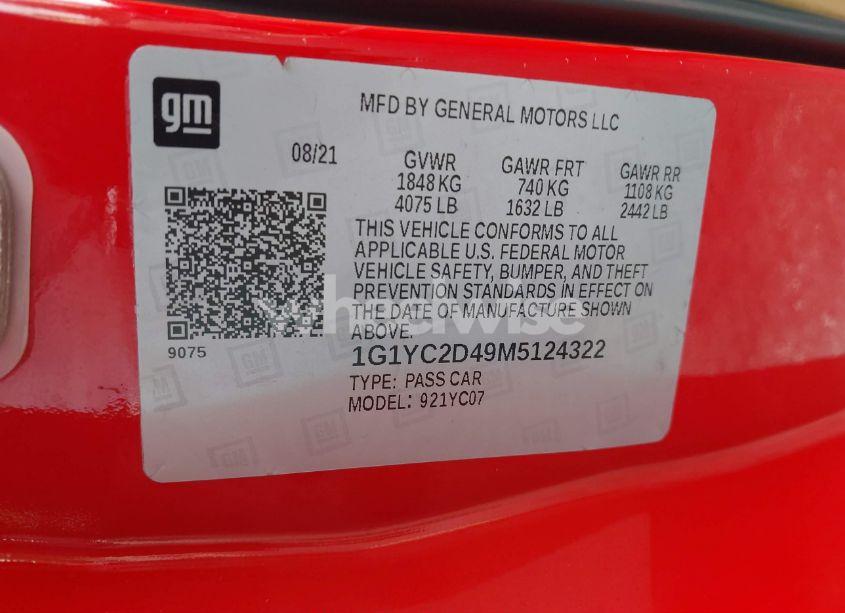 Photo 9 of 2021 Chevrolet Corvette STINGRAY RWD 3LT (VIN 1G1YC2D49M5124322)