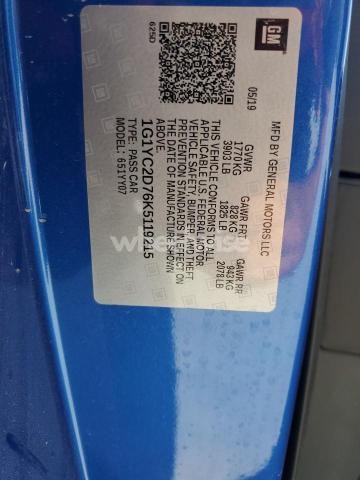 Photo 5 of 2019 CHEVROLET CORVETTE STINGRAY 2LT (VIN 1G1YC2D76K5119215)