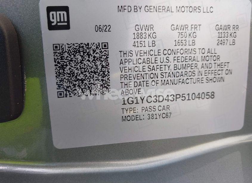 Photo 9 of 2023 Chevrolet Corvette STINGRAY RWD 3LT (VIN 1G1YC3D43P5104058)