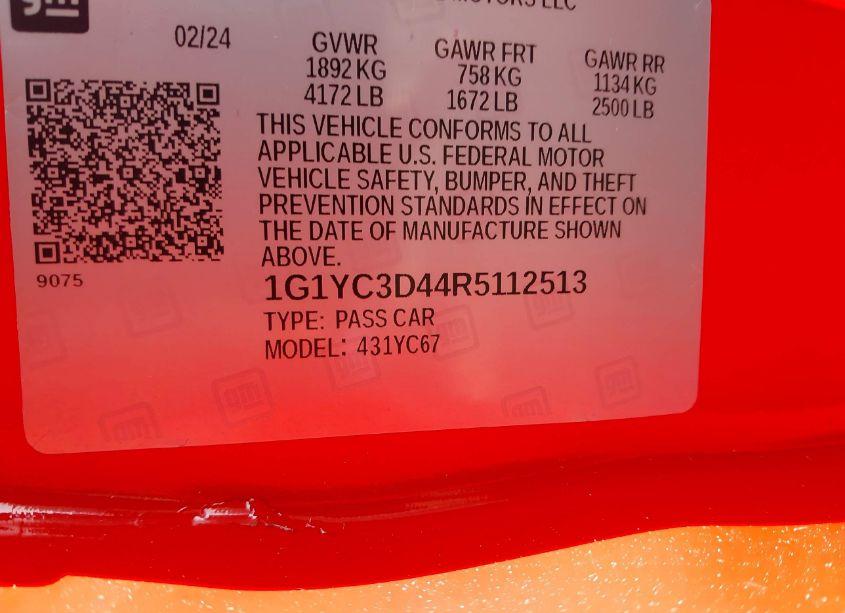 Photo 9 of 2024 Chevrolet Corvette STINGRAY RWD 3LT (VIN 1G1YC3D44R5112513)