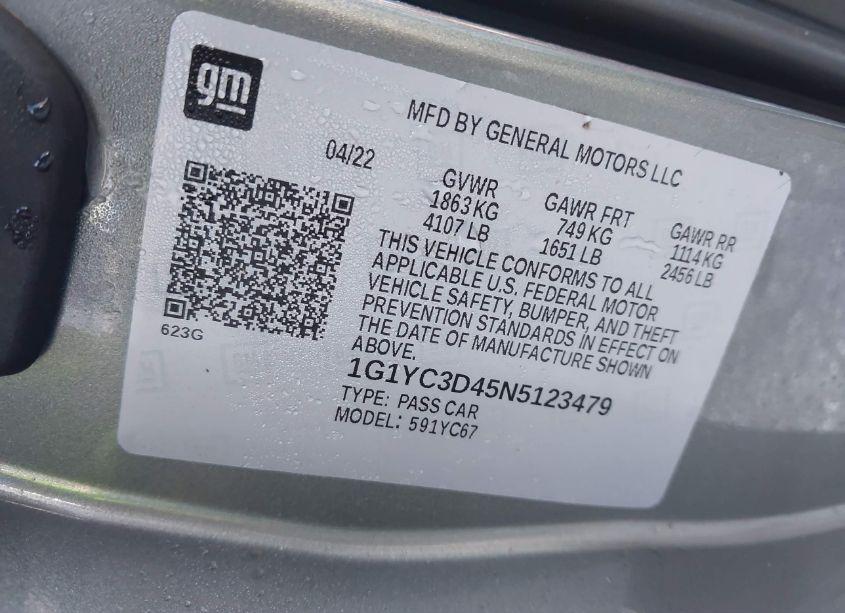 Photo 9 of 2022 Chevrolet Corvette STINGRAY RWD 3LT (VIN 1G1YC3D45N5123479)