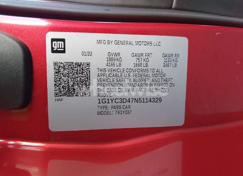 Photo 9 of 2022 Chevrolet Corvette STINGRAY RWD 3LT (VIN 1G1YC3D47N5114329)