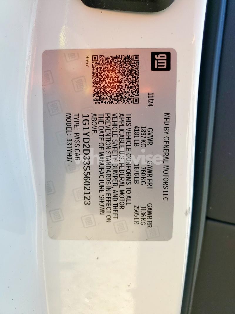 Photo 4 of 2025 CHEVROLET CORVETTE Z06 1LZ (VIN 1G1YD2D33S5602123)