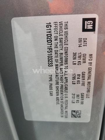 2015 CHEVROLET CORVETTE STINGRAY 2LT (VIN 1G1YD2D71F5103233) main photo